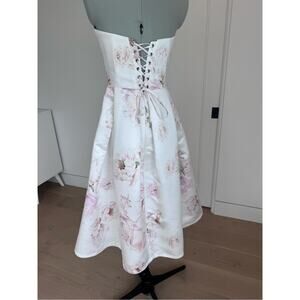 It’s Milla Strapless Floral Midi Dress in White and Blush